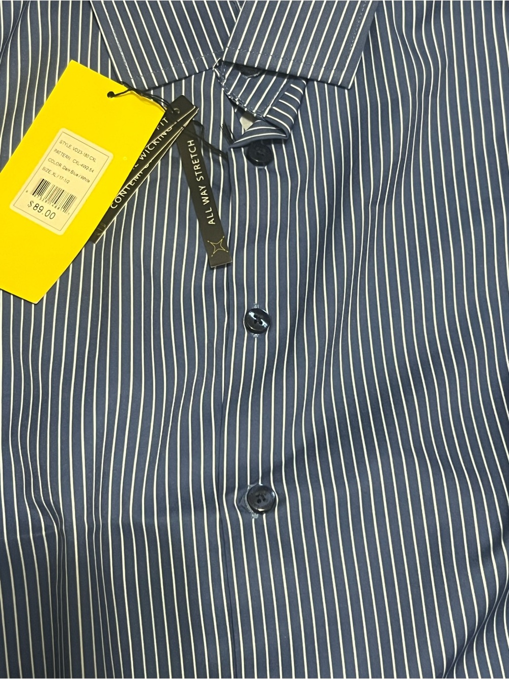 Christian Lacroix Men's Blue and White Pinstripe Button Up Dress Shirt - Picture 5 of 8